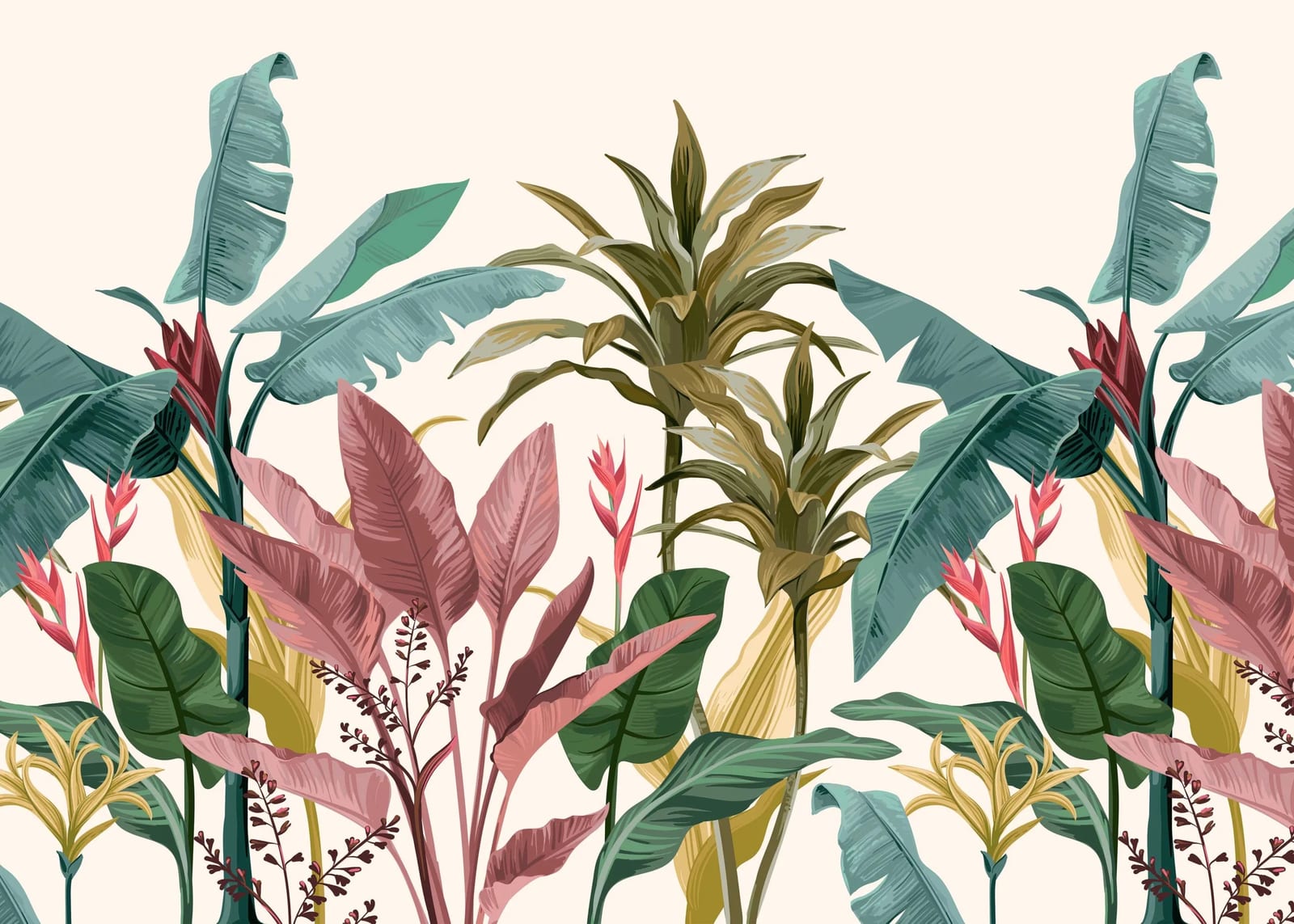 Banana Multicolor Leaves Tropical Wallpaper Murals image 5