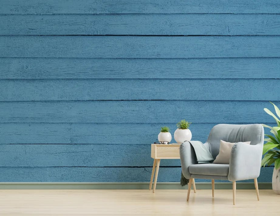 Rustic Blue Wooden Panel Wallpaper image 0