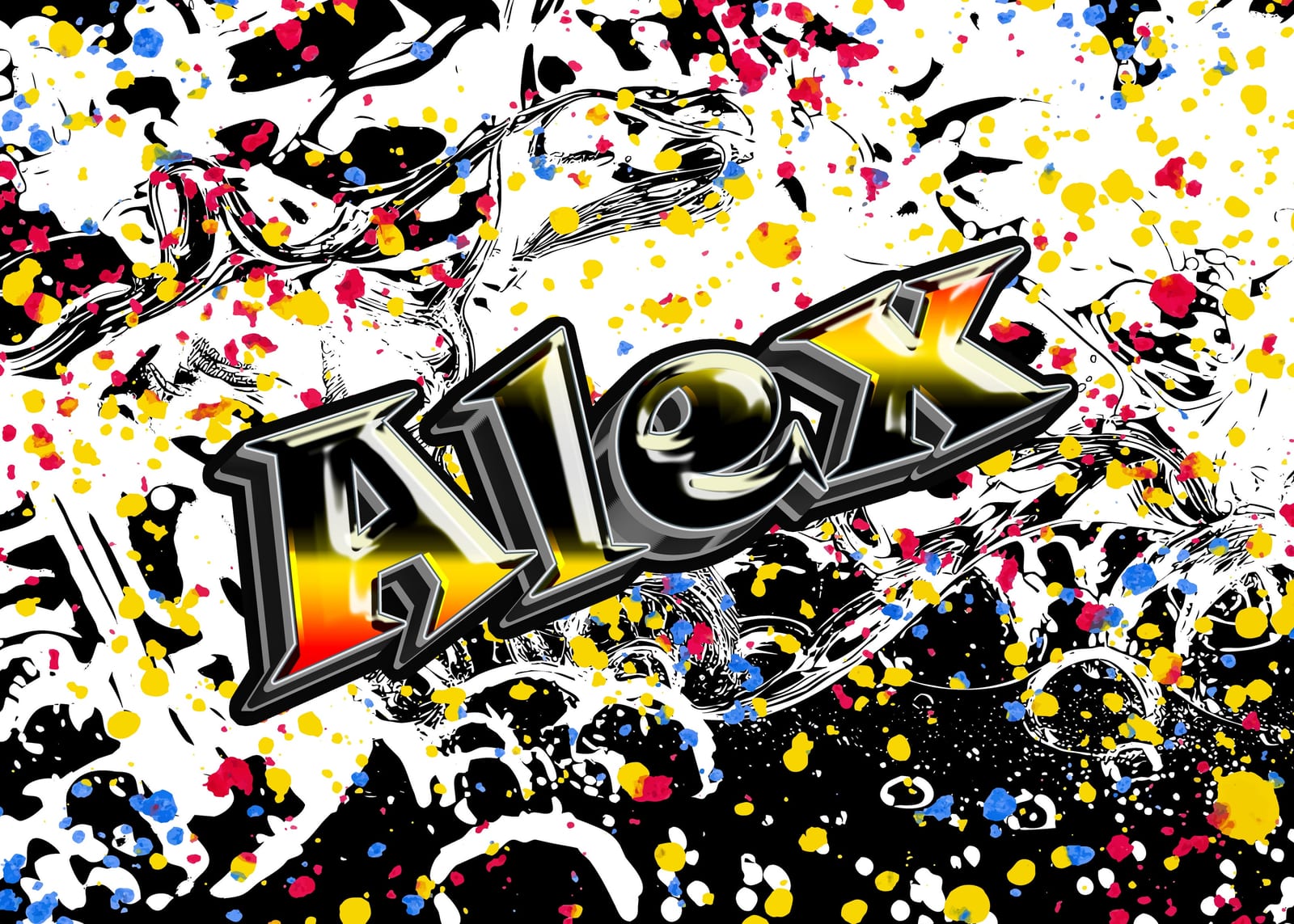 Graffiti inspired mural with high contrast tones and bright splashes upgrading gaming room walls