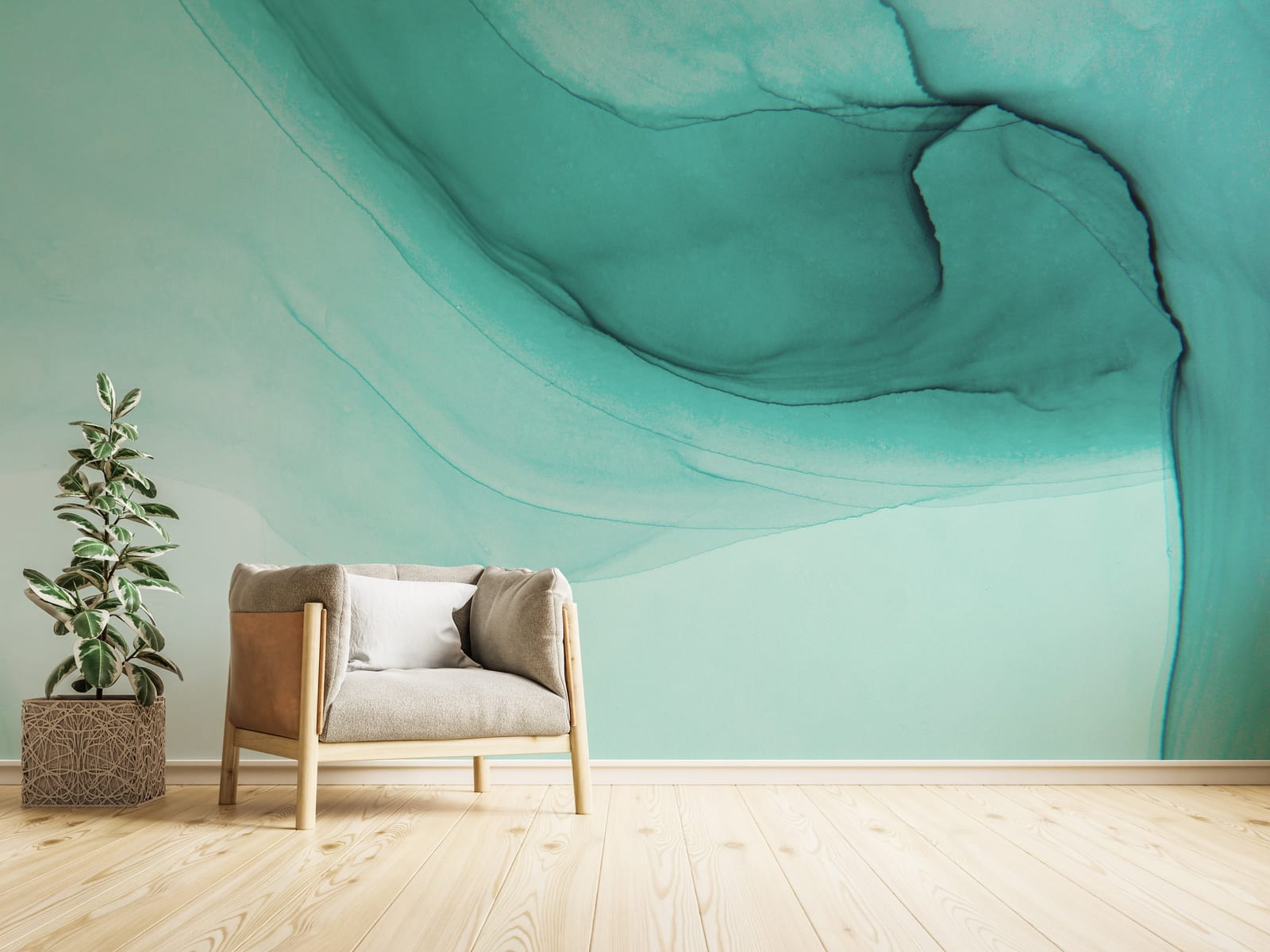 Light Aqua Turquoise Marble Wall Mural Living Room