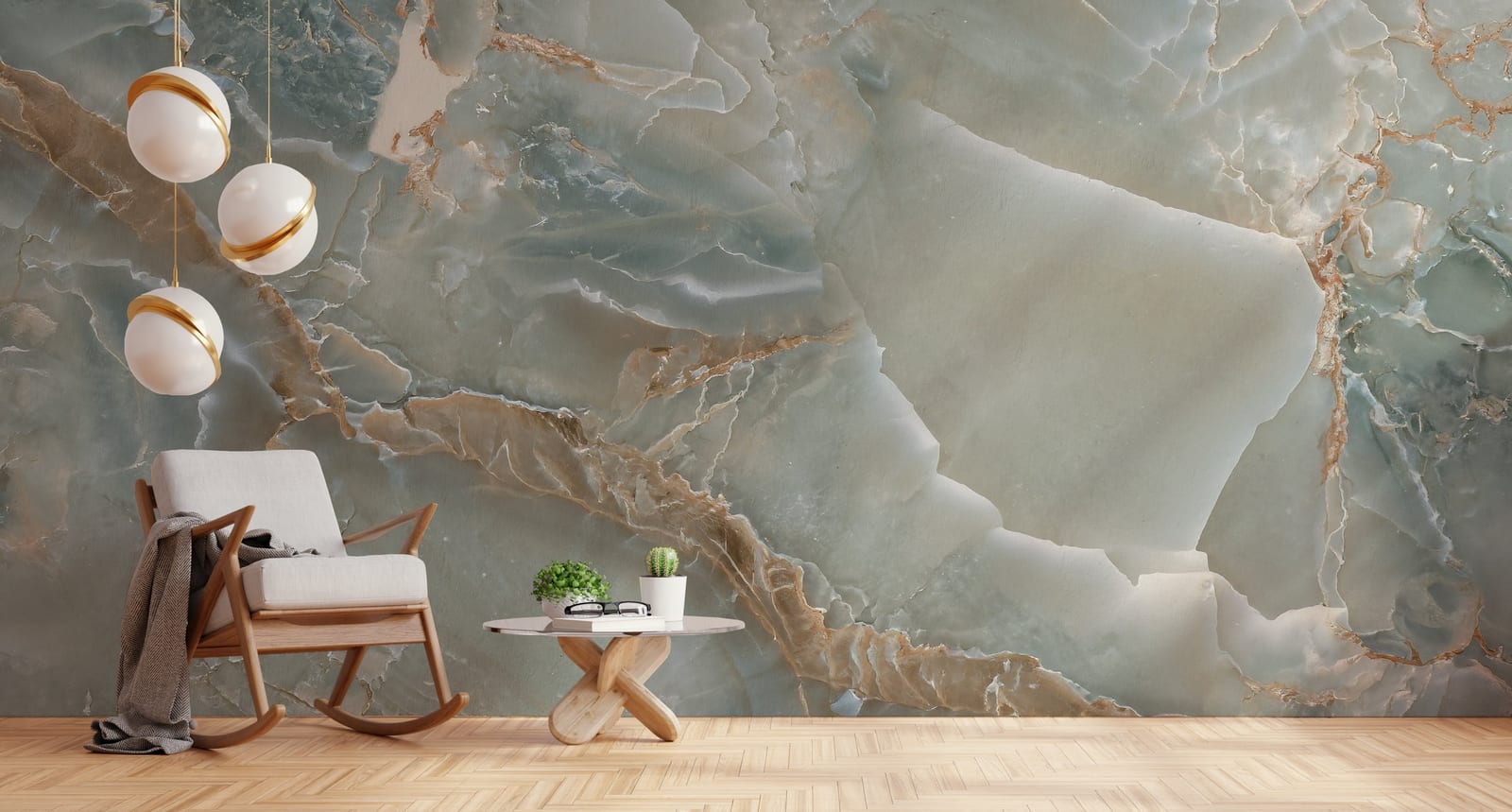 Light Blue Marble Wallpaper Mural Wall Decor