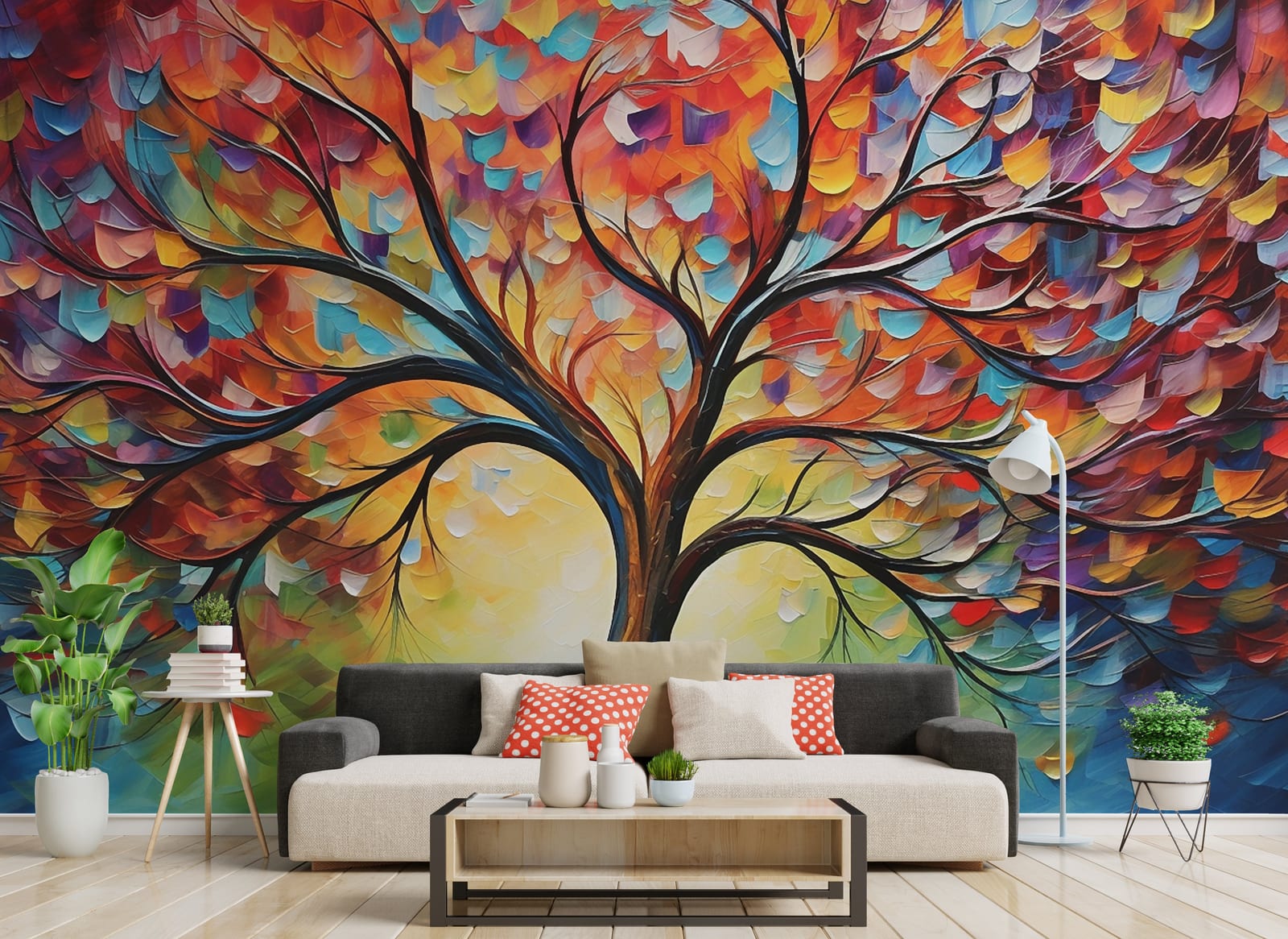Color Burst Abstract Tree Peel and Stick Wallpaper
