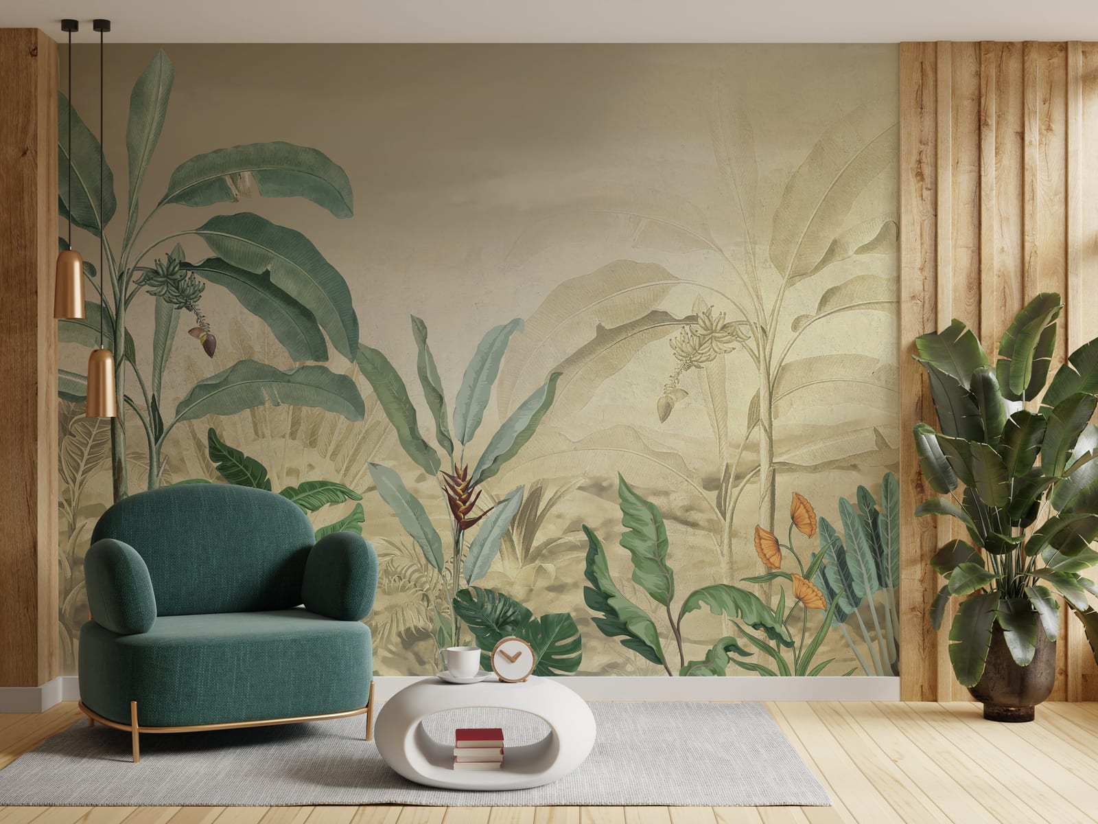 Tropical Banana Leaf Mural | Green Botanical Peel and Stick Wallpaper