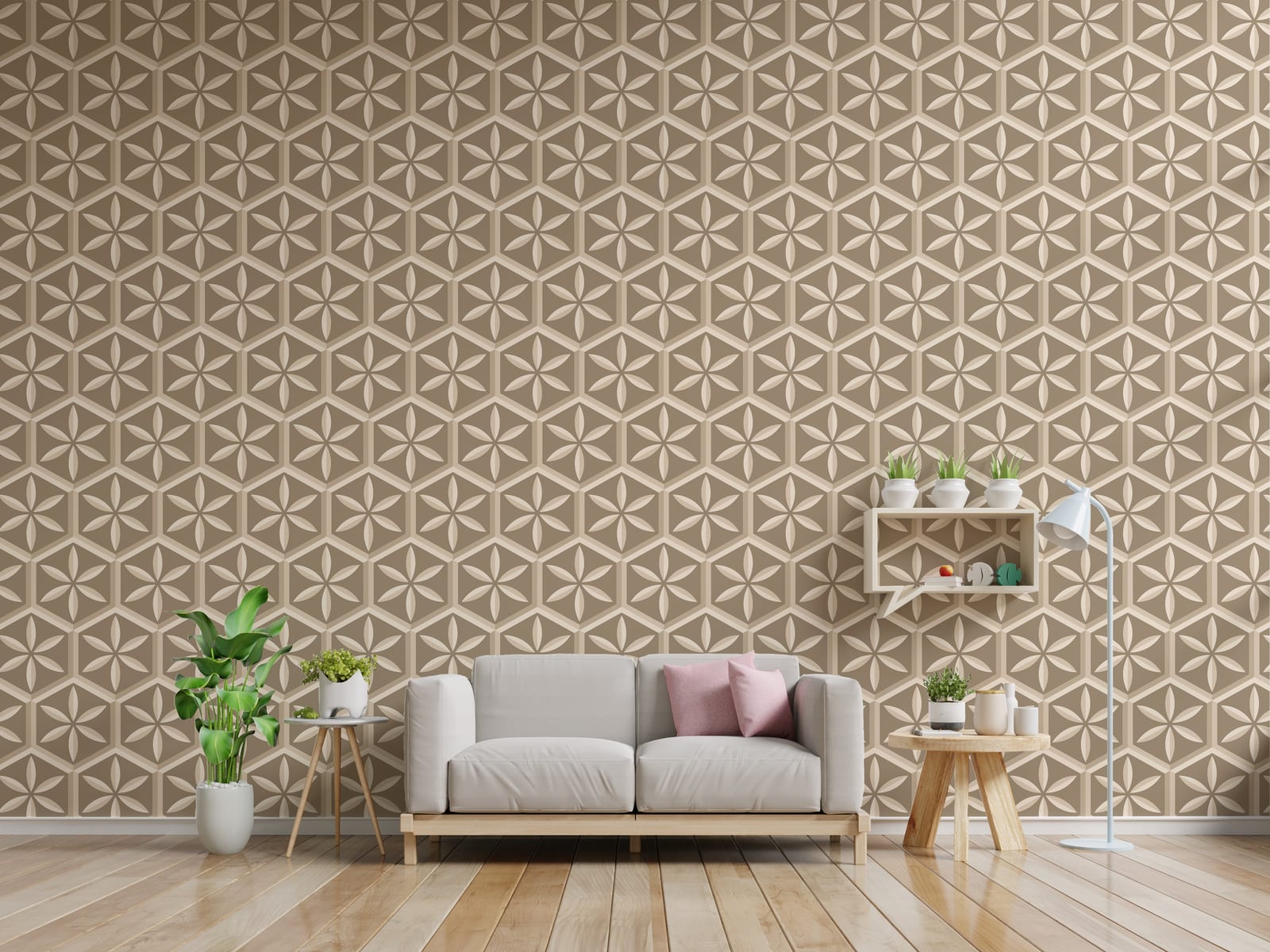 Beige Geometric Decor | Modern 3D Pattern Peel and Stick Wallpaper