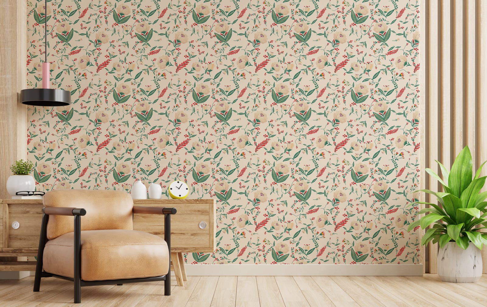 Cream Peonies Botanical | Floral Peel and Stick Removable Wallpaper