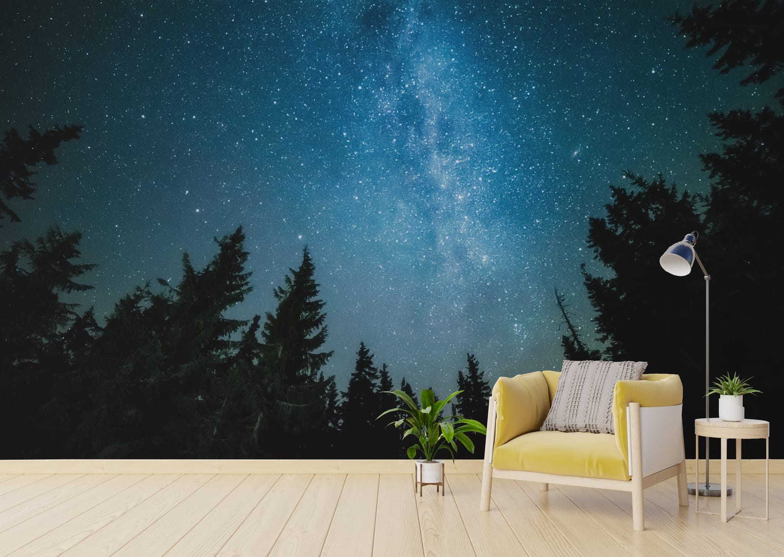 Dreamy Starry Night Jungle Wallpaper