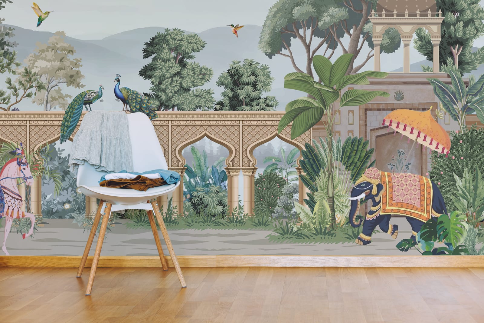 Luxury Indian Elephant Palace Wallpaper | Peel and Stick Mural