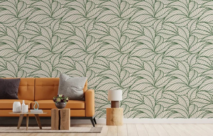 Banana Leaf Line Art Wallpaper Murals image 0
