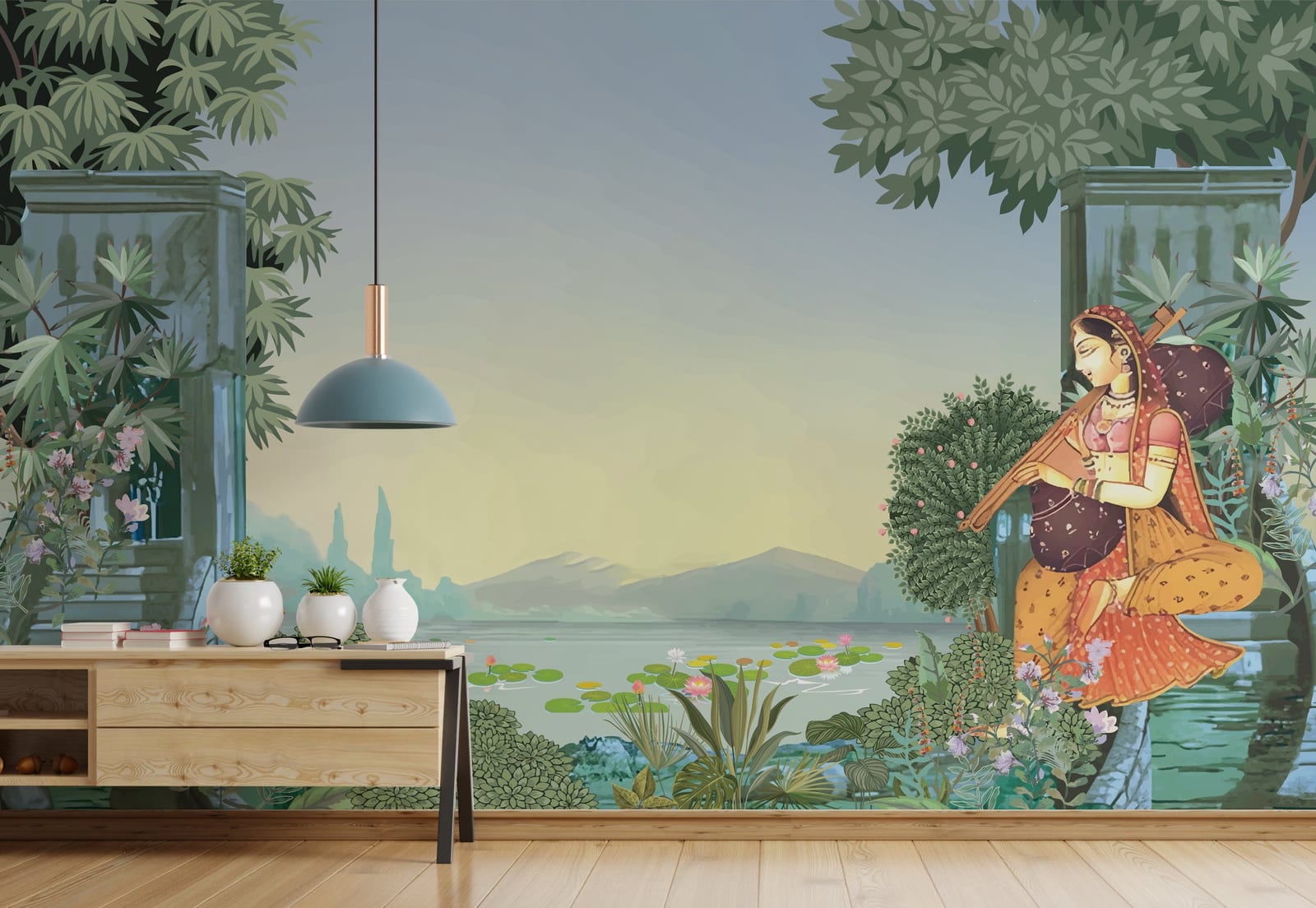 Indian Mughal Style Peel and Stick Nature Wallpaper
