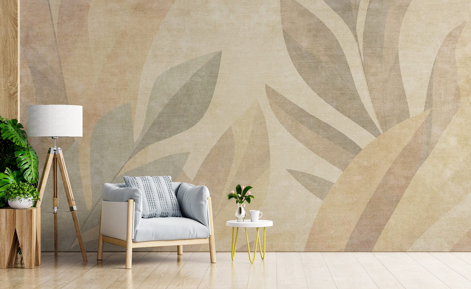 Beige And Ton Color Living Room Abstract Wallpaper