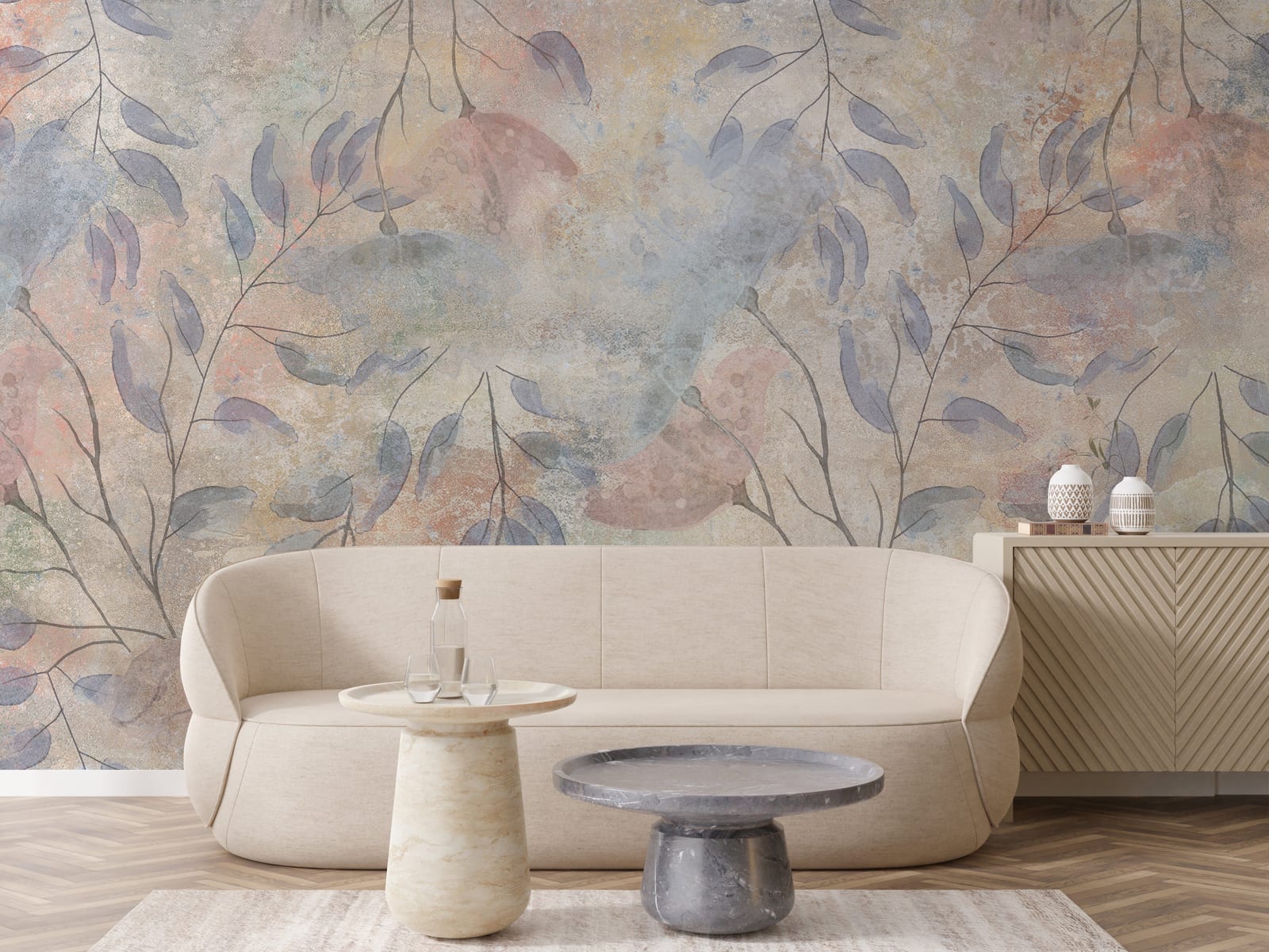 Botanical Soft Pastel Floral Wallpaper| Vintage Style Removable Wall Decor